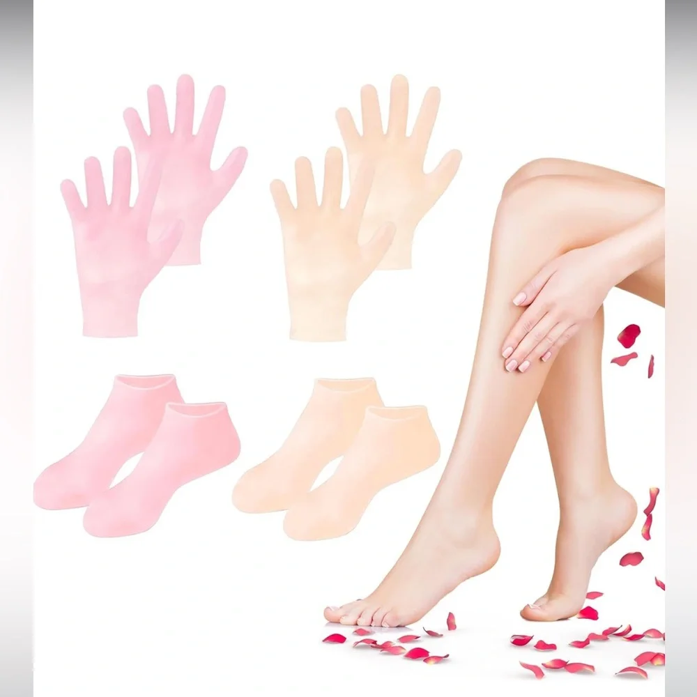 Unisex Silicone Socks & Gloves for Dry Cracked Skin (Socks Fits Up to Size 8.5)